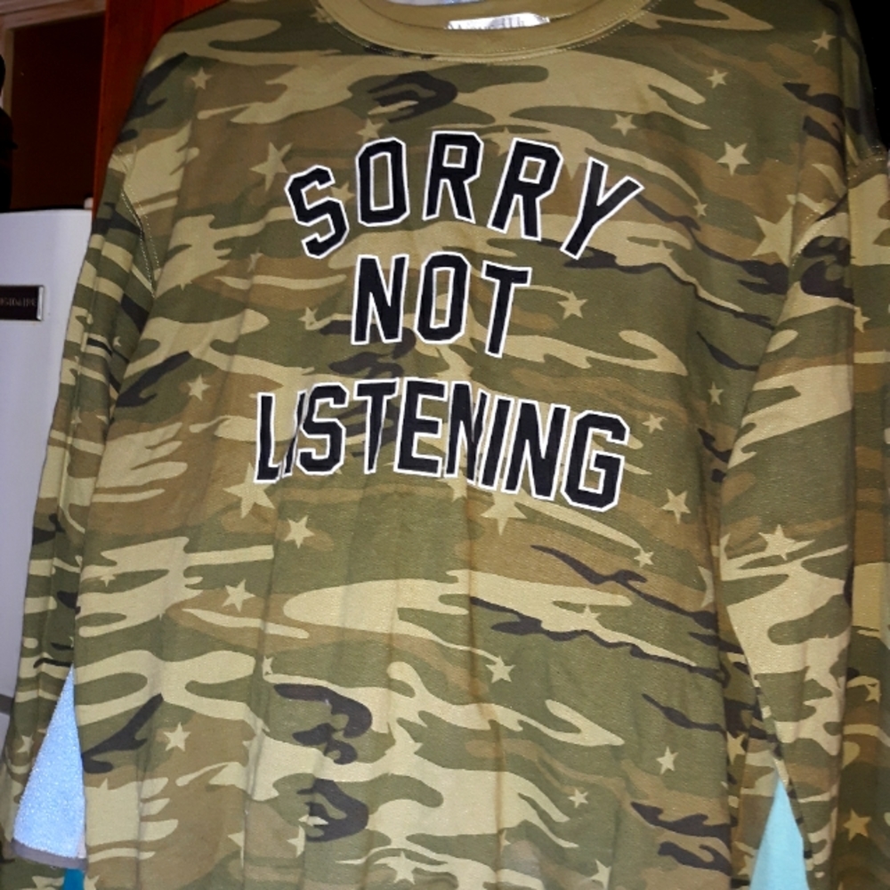 Nwt "sorry not listening" logo sweatshirt size med